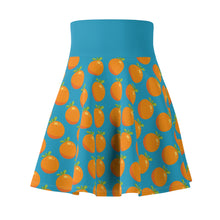 Load image into Gallery viewer, Swingy Turquoise Tangerine Print Skirt | Lollipop Lady