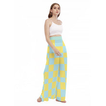 Load image into Gallery viewer, Yellow and Blue Checkered Wide Leg Pants
