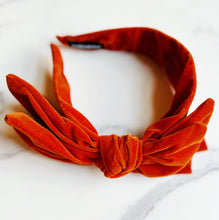 Load image into Gallery viewer, Orange Velvet Bow Headband