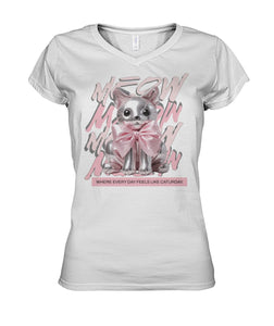 "Coquette Kitty" Ladies' V-Neck | the Kat's Meow