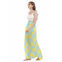 Load image into Gallery viewer, Yellow and Blue Checkered Wide Leg Pants
