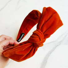 Load image into Gallery viewer, Orange Velvet Bow Headband
