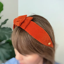 Load image into Gallery viewer, Orange Velvet Bow Headband
