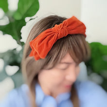 Load image into Gallery viewer, Orange Velvet Bow Headband
