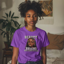 Load image into Gallery viewer, &quot;Beauty, Brains, and Confidence&quot; Ladies T-Shirt
